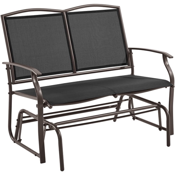 Yaheetech 2-Person Patio Swing Glider Bench Texteline with Steel Frame, Black