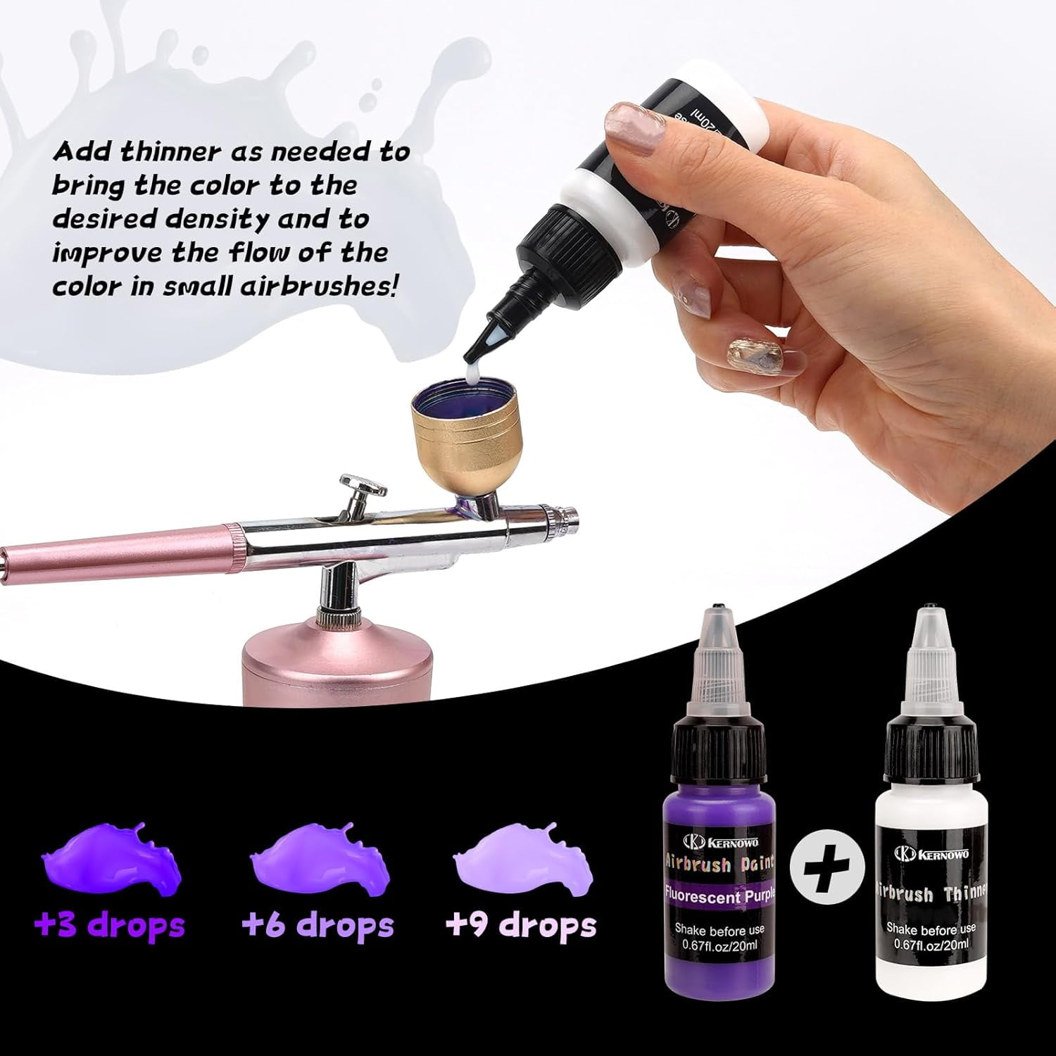 Airbrush Paint, 36 Colors with 2 Thinner Airbrush Paint Set, Water-Based Air Brush Painting 0.67 oz, Brilliant Colors Acrylic Airbrush Paint for Nails, Aetists, DIY, Hobbyist, Beginners, 20ml/Bottle