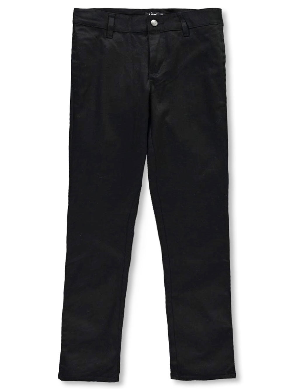 Boys Zip Up Back Elasticated School Uniform Trousers Black Grey Ages 4-11 