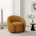 thumbnail image 3 of UIXE Swivel Accent Chair Boucle Barrel Chair Upholstered Arm Chair for Living Room, Modern Round Club Chair with Turntable Base, Rusted Orange, 3 of 6
