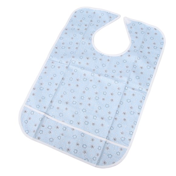 Colector De Alimentos Para Adultos, Gancho Y Bucle, Babero Para Atrapar Alimentos Para Adultos, Patrón Floral, Azul, Lavable, Reutilizable Para Comer