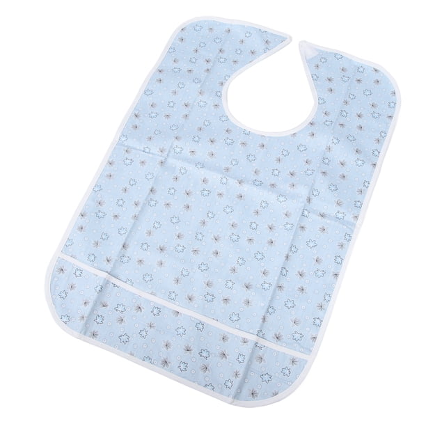Colector De Alimentos Para Adultos, Gancho Y Bucle, Babero Para Atrapar Alimentos Para Adultos, Patrón Floral, Azul, Lavable, Reutilizable Para Comer