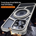 thumbnail image 5 of Case for iPhone 16 Pro Max Phone Case [Compatible with Magsafe],Frameless Metal with Ring Stand,360°Rotating Magnetic Kickstand Protective Cover,Slim Shockproof Anti-fall Thin Case,Titanium, 5 of 11