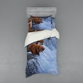thumbnail image 2 of Ambesonne Animal Bedding Set 4 Pcs, Wild Bear Fish Nature, Queen, Brown White, 2 of 3