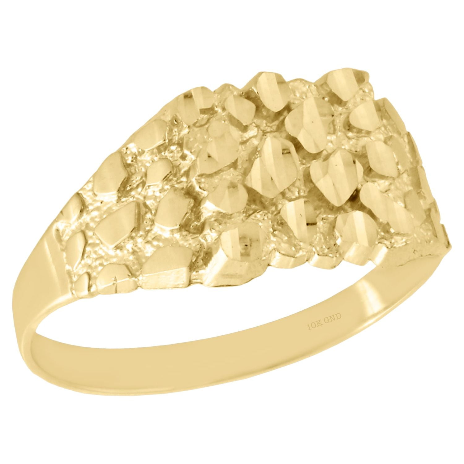 Real 10K Yellow Gold Men's Nugget Ore Style Pinky Ring Custom Fancy Band 10.5mm
