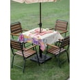 thumbnail image 3 of Easter Outdoor Tablecloth - 54x54 Inch Square Dining Table Cover, Spring Rabbit Ear Colorful Eggs Love Flowers Waterproof Outdoor Table Cloth with Umbrella Hole & Zipper for Picnic/Patio/Party, 3 of 7
