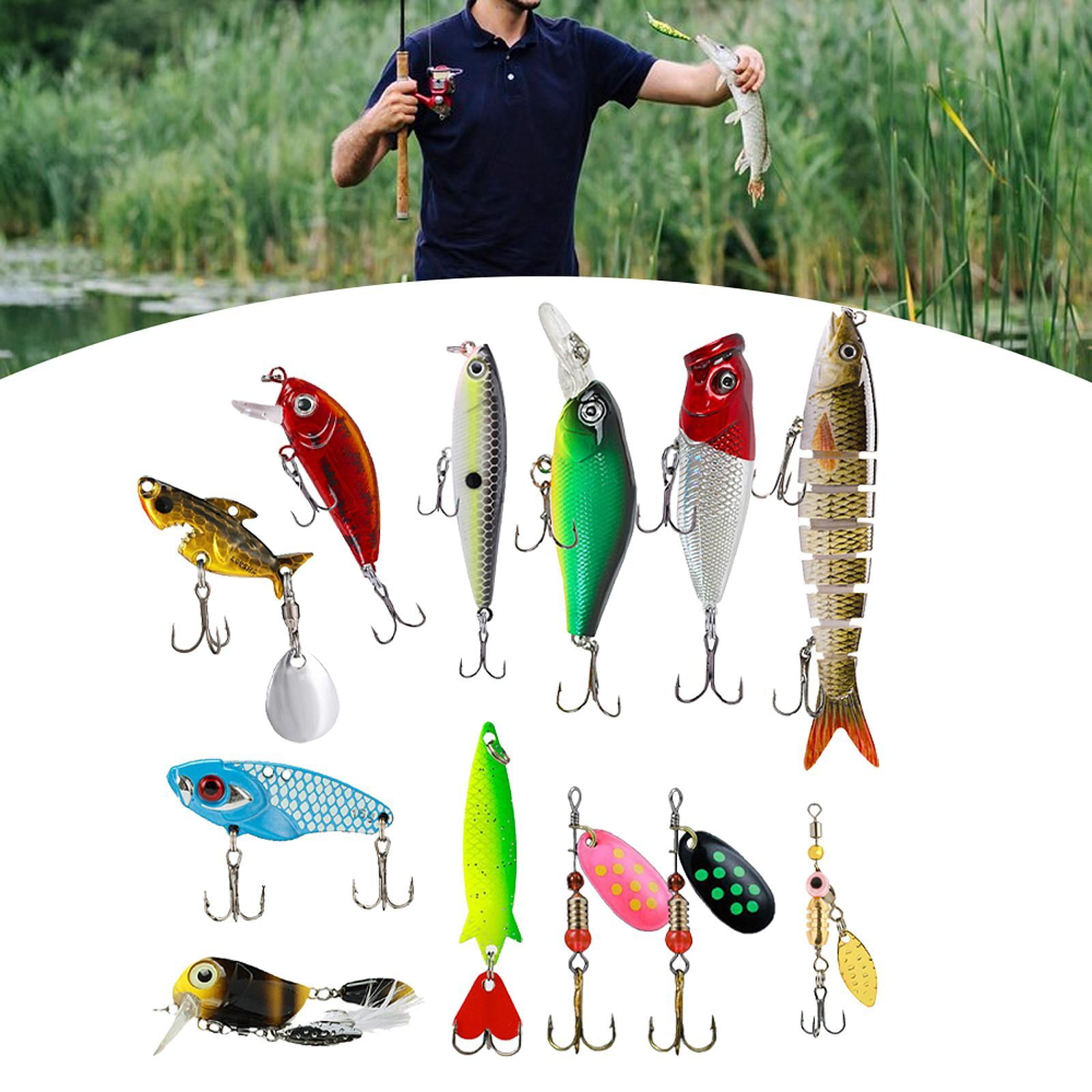Wswqop 12x Fishing Lures, Hard Baits, for Saltwater Freshwater Fishing Tackle Simulated