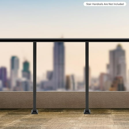 Miumaeov 2PCS Black Deck Railing Wrought Iron Handrail Kit, 38/48/60 inch Aluminum Railing Post Kit, Stair Balusters with Rectangular Base for Steps, Stairway, Deck, Patio Stairs (38")