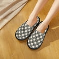 thumbnail image 5 of KLL Daisy Plaid Black Slippers for Women Men House Slip on Indoor Outdoor Bedroom Furry Fleece Lined Ladies Comfy Anti-Skid Rubber Hard Sole-Large, 5 of 8