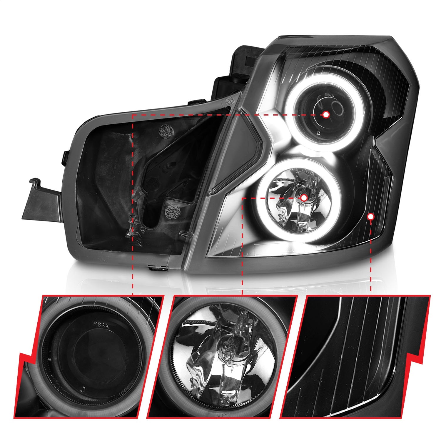 ANZO USA 121417 Projector Headlight Set w/Halo Fits select: 2006-2007 CADILLAC CTS-V, 2003-2005 CADILLAC CTS