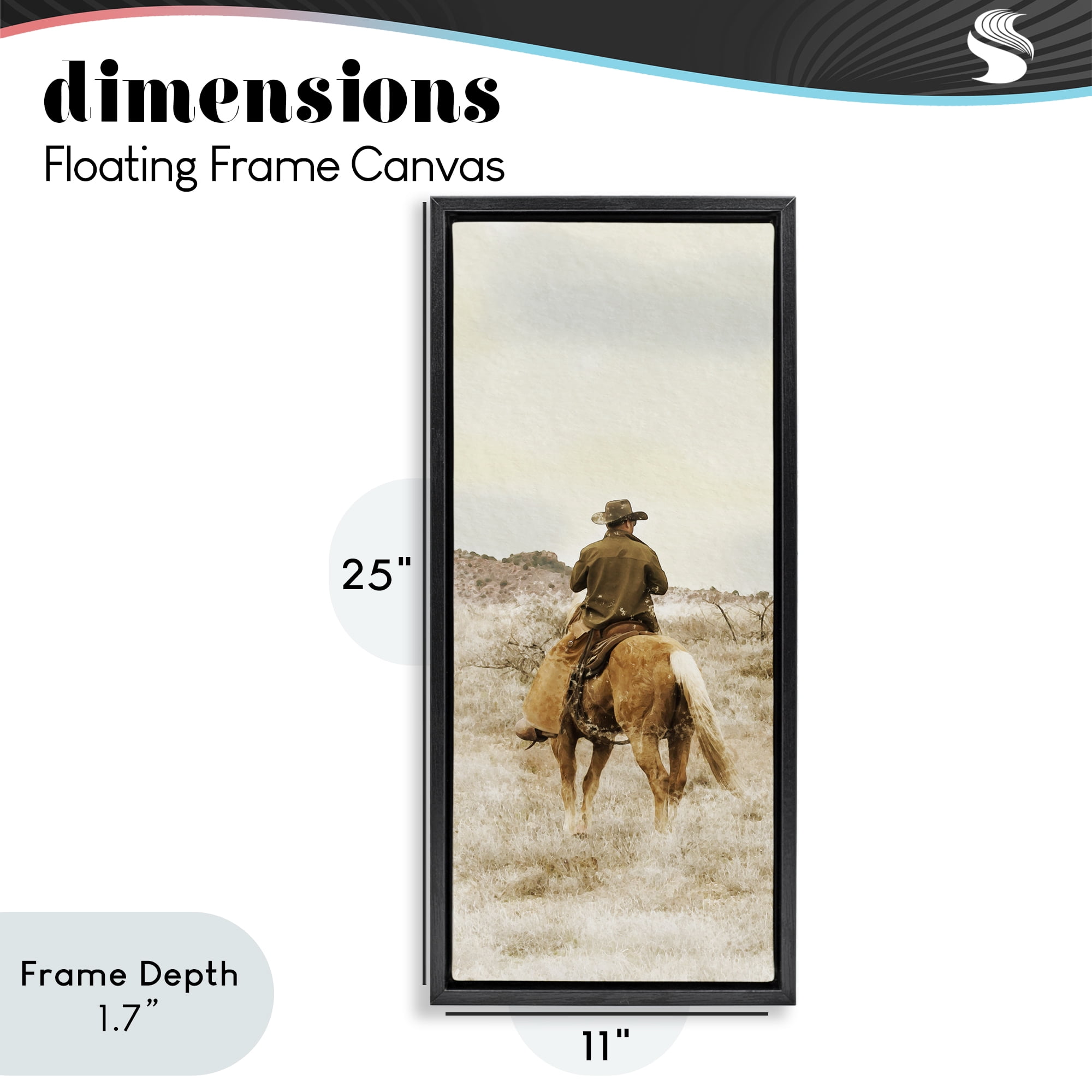 Stupell Industries Wild Wrangling Cowboy Black Framed Floater Canvas Wall Art, design by Marcus Prime