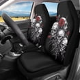 thumbnail image 2 of Yuyamidu Halloween Skull Rose Car Seat Covers 2 Pcs Universal Front Car Seats Breathable Stretch Polyester Fabric Cover Easy Installation Suitable for Cars, SUV and Trucks, 2 of 7
