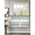 thumbnail image 2 of Sheer Curtains 45 Inch Length 2 Panels Set for Kitchen, Turquoise Grey Stripe Semi Sheer Curtains for Windows, Modern Art Horizontal Striped Voile Window Treatments Rod Pocket Curtain, 2 of 7