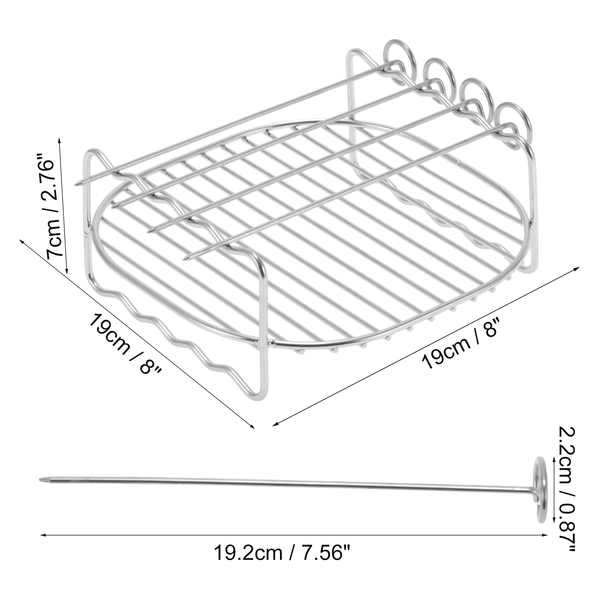 Unique Bargains Air Fryer Double Layer Rack 8 Inch Square Stainless Steel Rack