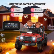 24V 2 Seater Electric Truck Car for Kids, Big Kids Cars To Drive Remote Control, Colorful Led Lights, 3 Speed, Bluetooth Music, Spring Suspension, Farmdex Ride On Toys Gift for Boys & Girls - Red