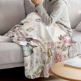 thumbnail image 3 of Vintage Pink Flowers Blanket Soft Cozy Warm Throw Blanket for Couch, Plush Fuzzy Flannel Fleece Blankets for Sofa, Spring Floral Butterfly Retro Art Bed Blankets Lightweight Gifts for Women, 50"x80", 3 of 9