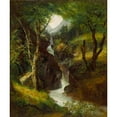 thumbnail image 2 of John Frederick Kensett 12x14 Gold Ornate Wood Frame and Double Matted Museum Art Print Titled - Cascade in the Forest (1852), 2 of 4