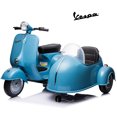 thumbnail image 1 of LISUEYNE 12V Licensed Vespa Ride on Motorcycle with Side Car, 2-Seater Electric Car for Boys Girls Age 3+, Key Start, Storage Bin, Music, Max Speed 4.8mph,Blue, 1 of 6