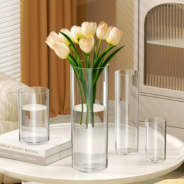 Summer 50% Off Clear! Acrylic Clear Cylinder Flower Vase for Plants  Bouquet, Unbreakable Hurricane Tall Large Plastic Vases for Wedding Decor,  High ...