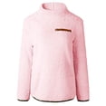 thumbnail image 3 of OKBOP Womens Zip Up Fleece Sweatshirt Long Sleeve Solid Fall Turtleneck Classic Fit 2023 Vintage Warm Sweater Gift Skeleton Sweatshirt Women Pullover Pink, 3 of 6