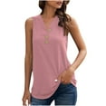thumbnail image 2 of Njoeus Women's Button V-Neck Tank Tops, Womens Casual Sleeveless Ribbed Shirts Tunic Tops Summer Loose Dressy Blouse Long Tees S-XXL, 2 of 6