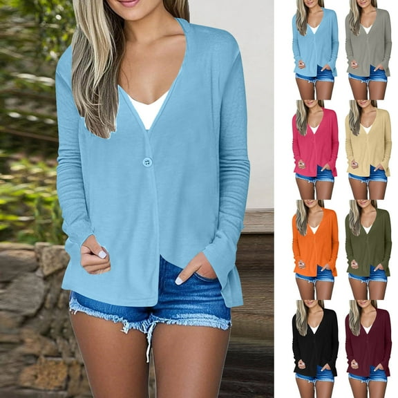 FRSASU Cardigans for Women Loose Solid Casual Top Long Sleeved Open Front Breathable Cardigans Coat Wine XL(XL)