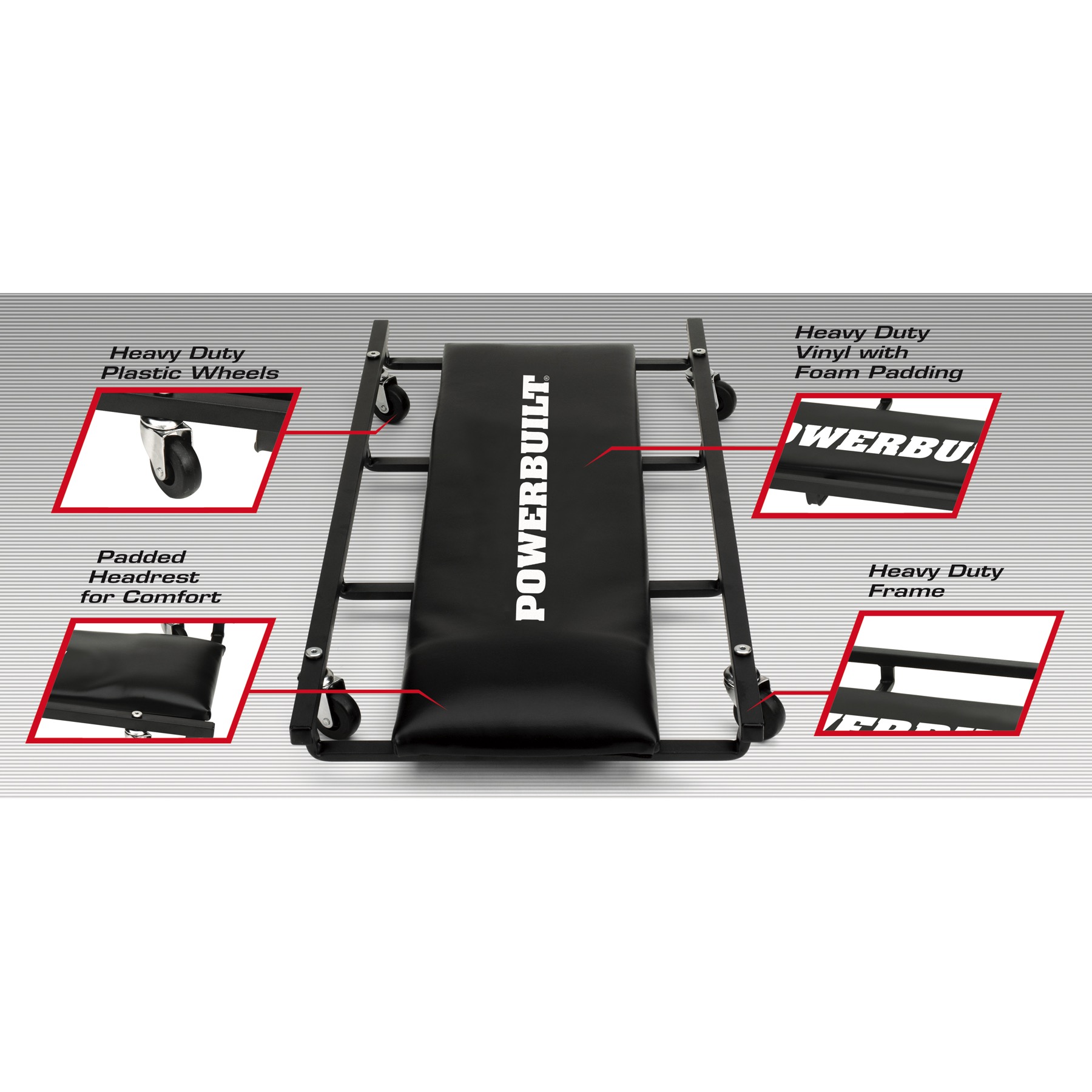 Powerbuilt 641931 34Inch Floor Creeper Roller Seats & Creepers