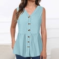 thumbnail image 2 of Women's Plus Size Sleeveless Shirt Button down Shirts Dressy Casual V-Neck Tank Top Womens Clothing, 2 of 5