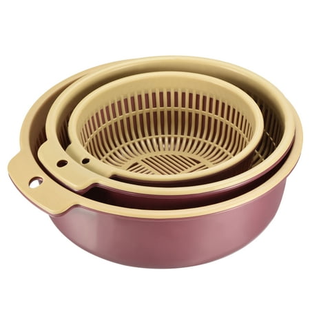 

Uxcell Washing Strainer Bowl Set 3 Size Double Layer Drain Colander Basket for Fruits Vegetables Pasta Berry Purple