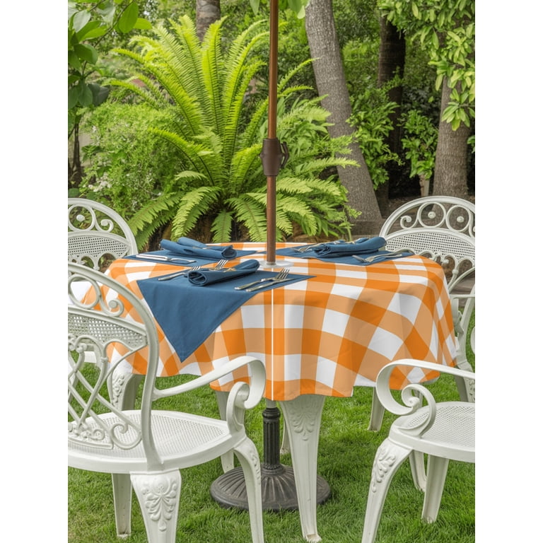 54 outdoor patio table cover with umbrella hole zipper 60x102 Inch Outdoor Tablecloth with Umbrella Hole Zipper Rectangle Green  Checked Rectangular Tablecloths Outside Waterproof Farmhouse Buffalo Plaid
