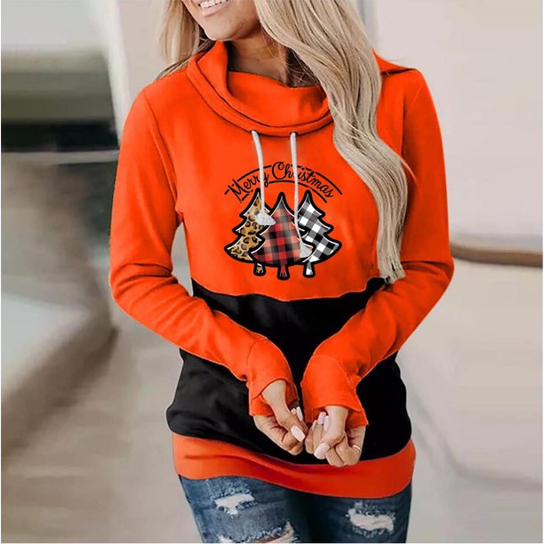 Pntutb Moda Mujer Navidad Impreso Blusa Suelta De Manga Larga Tops Casuales Sudaderas Con Capucha Pntutb Pntutb-5559