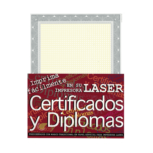 Papel Impreso Para Diplomas o Certificados tamaño carta con borde Color Plata con 50 hojas