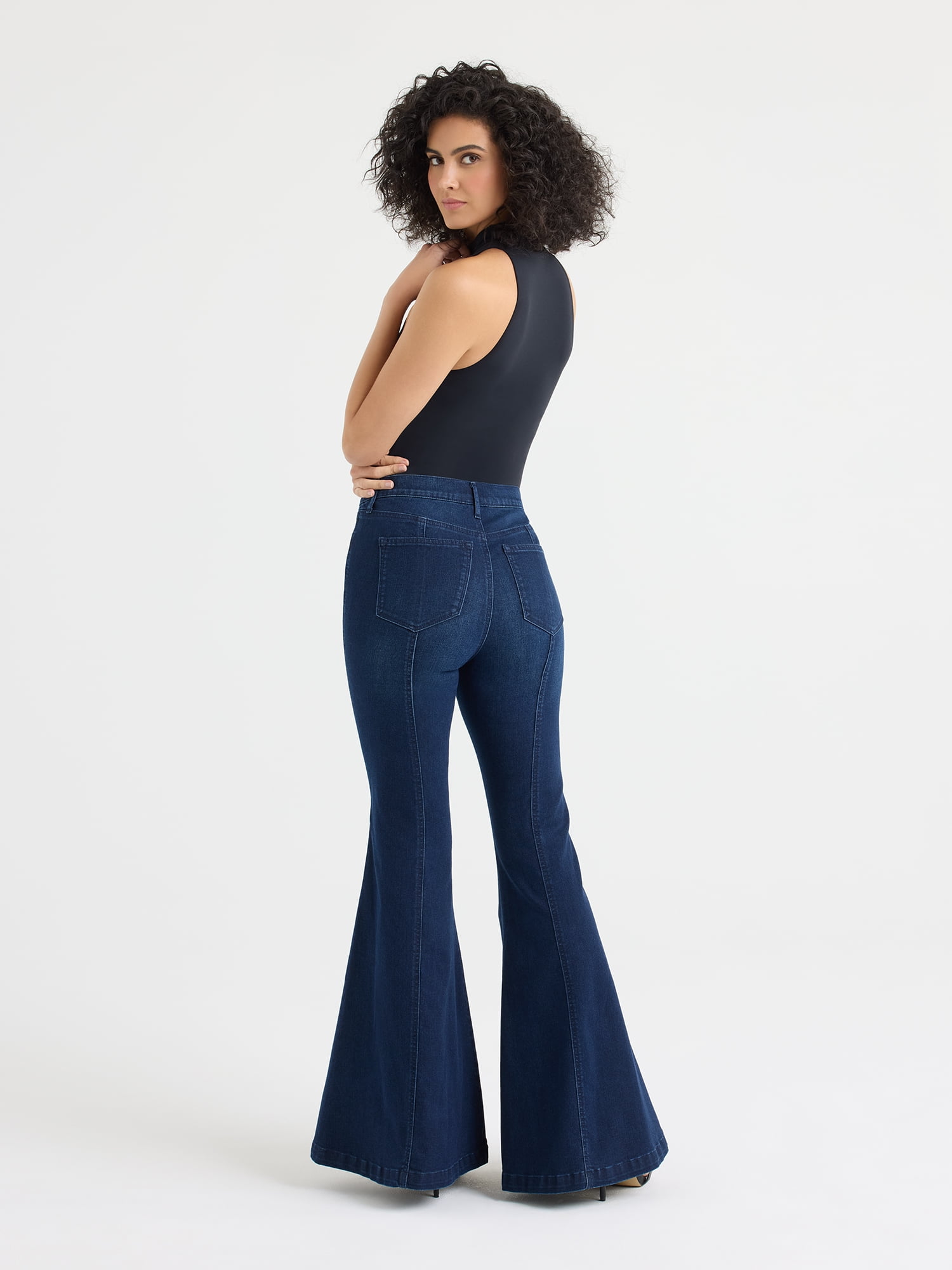 Sofia by Sofia Vergara Women's and Women's Plus Size Melisa High Rise Mega Flare Jeans, 32.5" Inseam, Sizes 0-26W