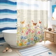 thumbnail image 5 of No Hook Shower Curtain, Spring Summer Botanical Shower Curtains for Bathroom with See Through Top Window, Butterfly Floral Vintage Waterproof & Washable Bath Curtain 60"x72", 5 of 9