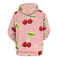 thumbnail image 3 of Cherry Print Pink Background Men's Women Vintage 3D Hooded Sweatshirt - All-Season Loose Fit Streetwear, 3 of 6