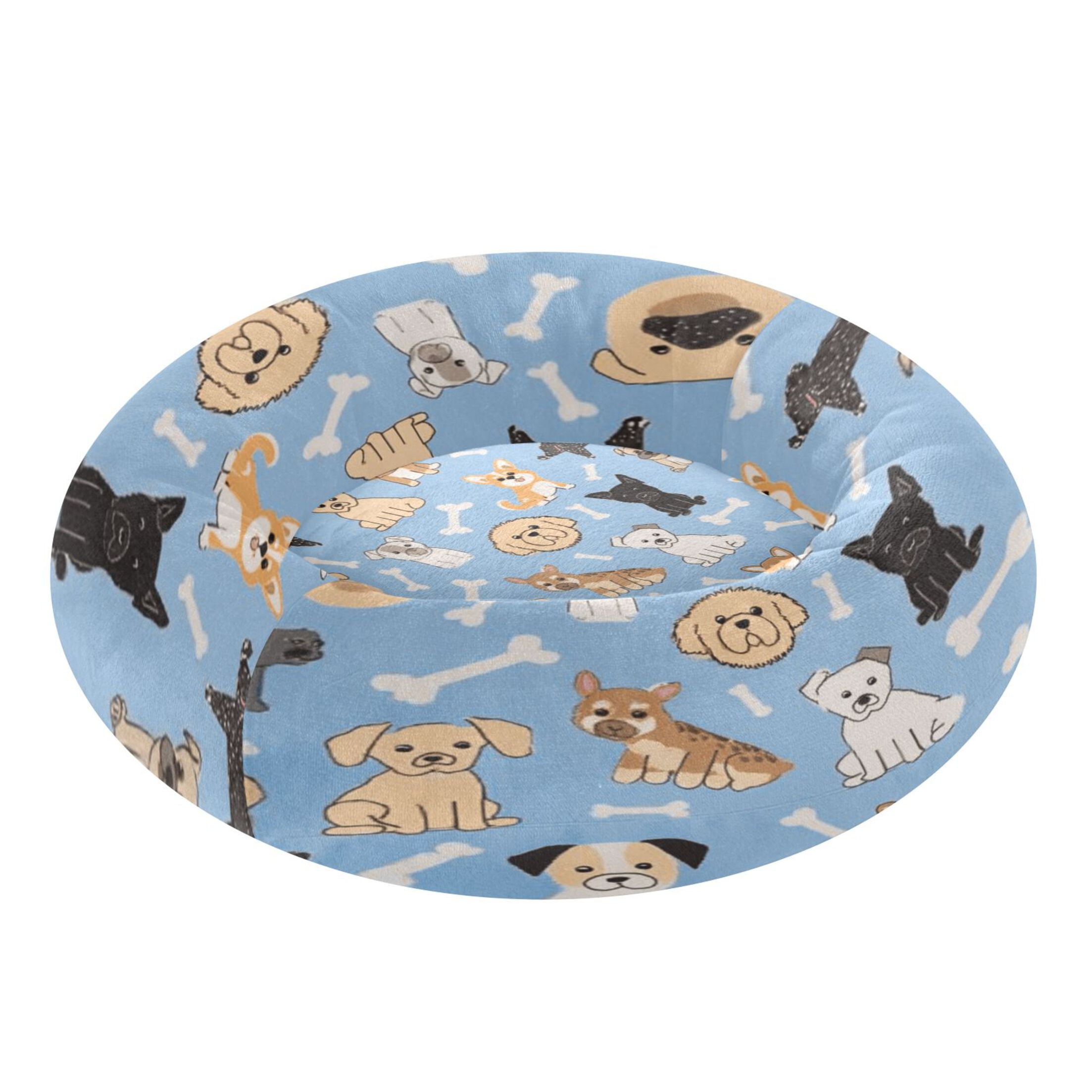 Iauyy Pet Couch Donut Cat Bed for Indoor Cats/Small Dogs Washable & Machine with Non-slip Bottom Calming Cat Furniture, Bone (M)