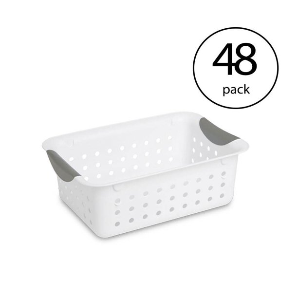 Sterilite Small Ultra Plastic Storage Bin Organizer Basket, White (48
