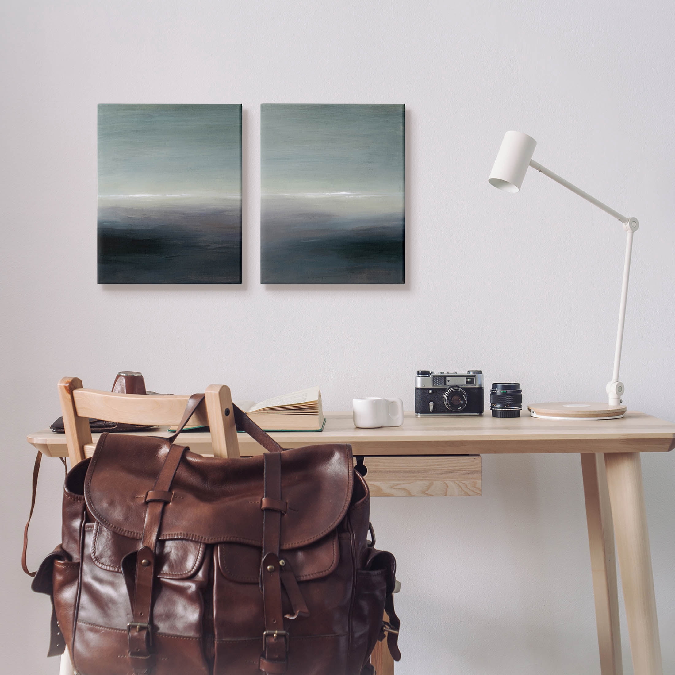 Stupell Industries Dark Horizon Landscape Scene Painting Gallery Wrapped Canvas Print Wall Art, Set of 2, Design by Grace Popp