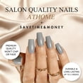 thumbnail image 4 of Uñas postizas adhesivas JOYVVEW medianas largas cuadradas color gris piedra, 4 of 7