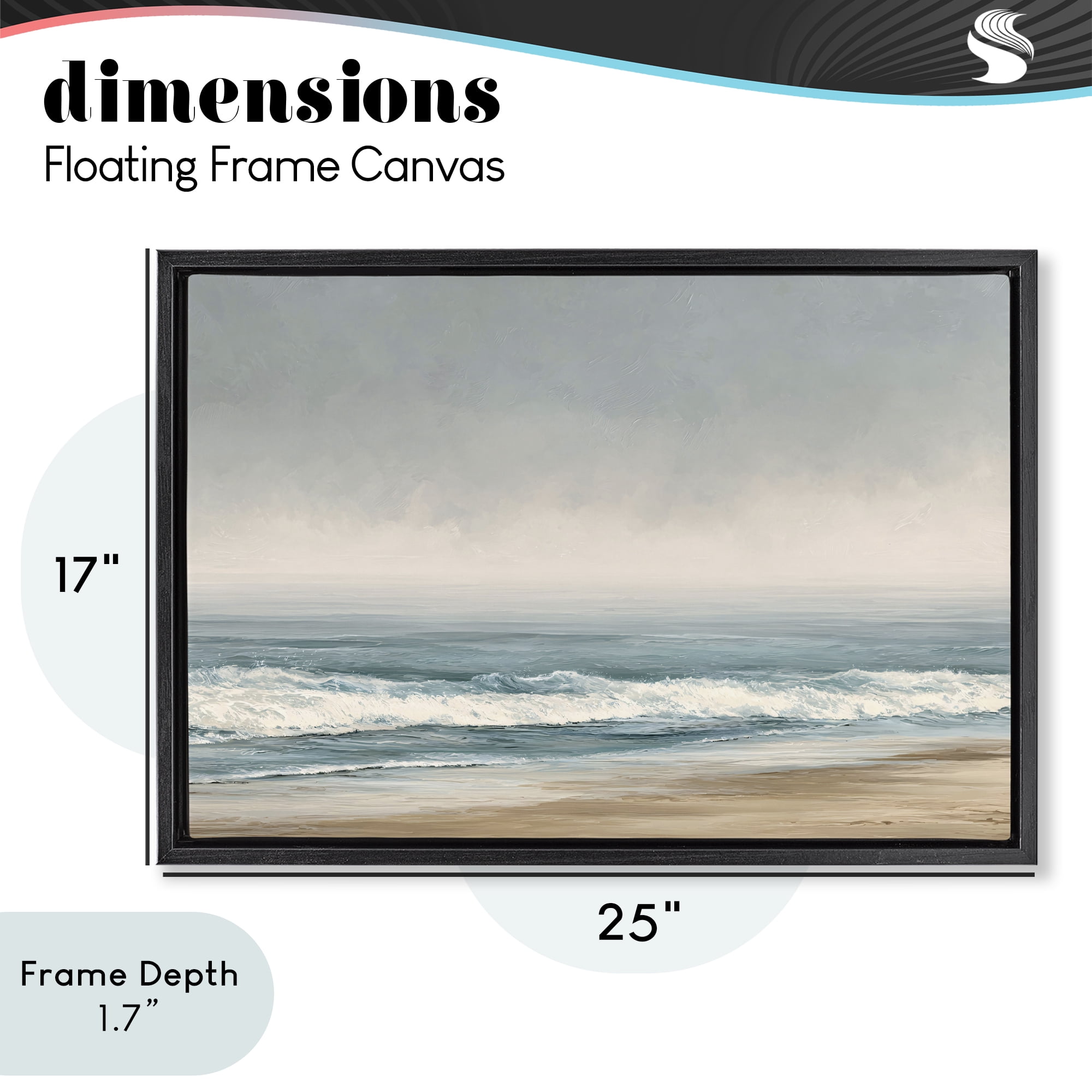 Stupell Industries Tranquil Mist Beachscape Black Framed Floater Canvas Wall Art, design by Jacky Ngan