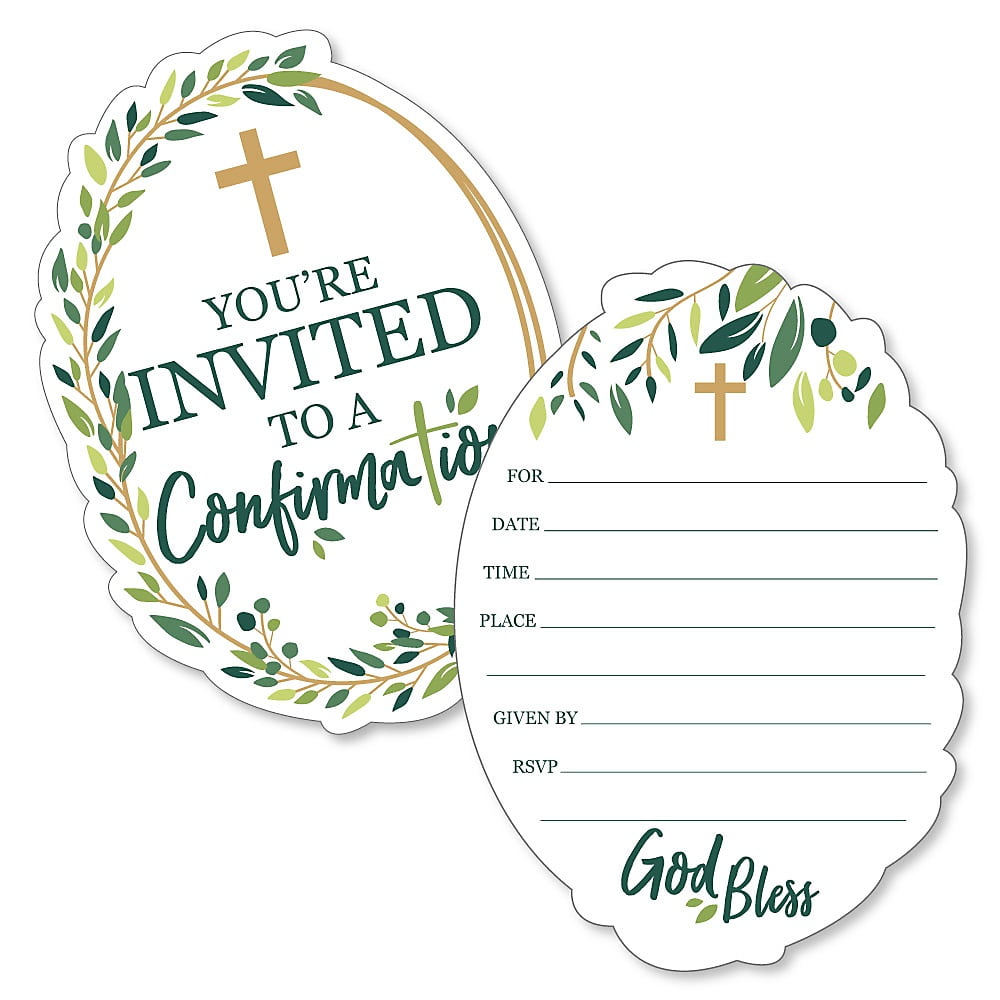 Confirmation Elegant Cross Shaped Fillin Invitations Religious