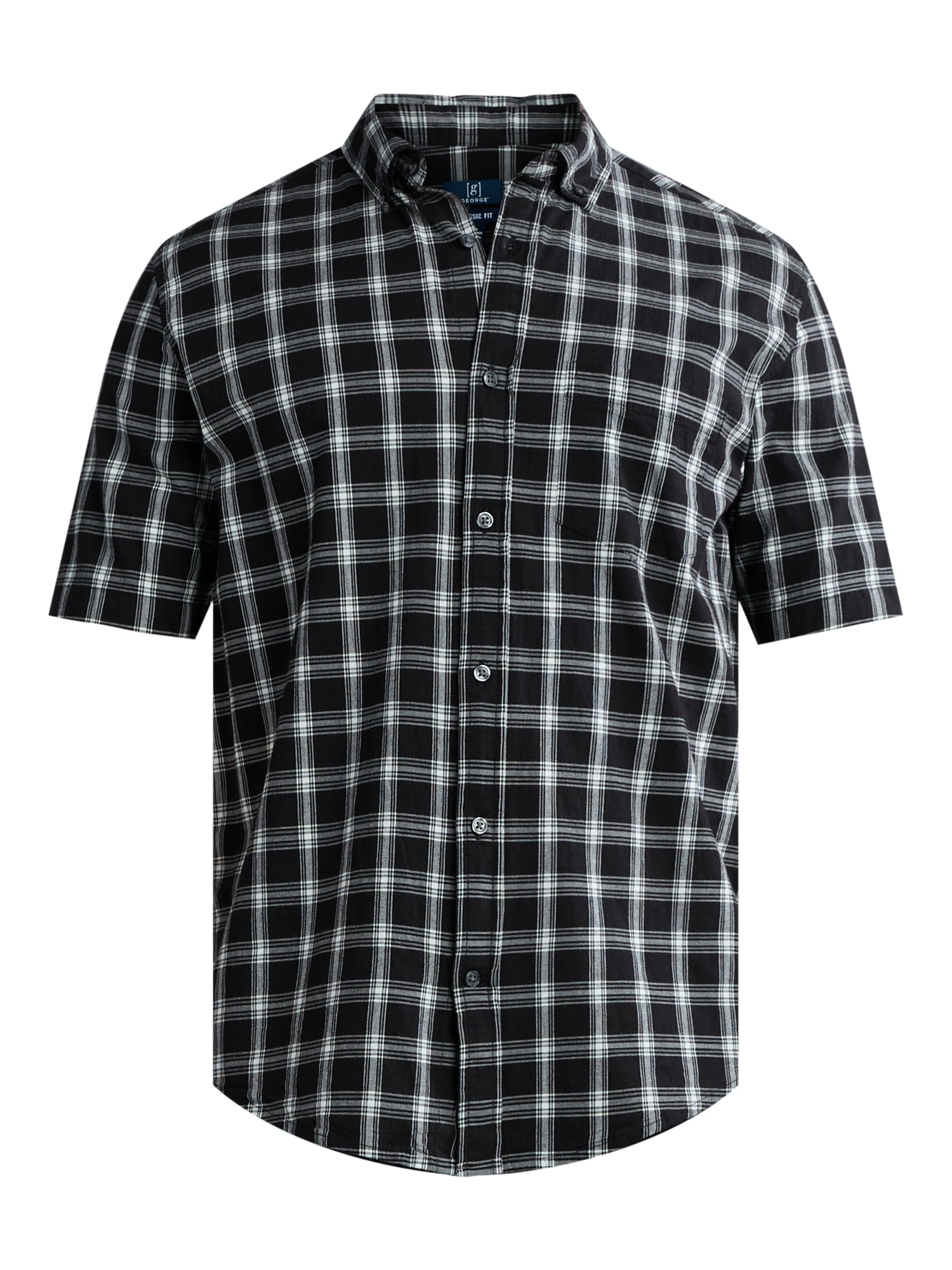 George Men's & Big Men's Classic Fit Short Sleeve Button-Up Poplin Shirt, Sizes S-3XL