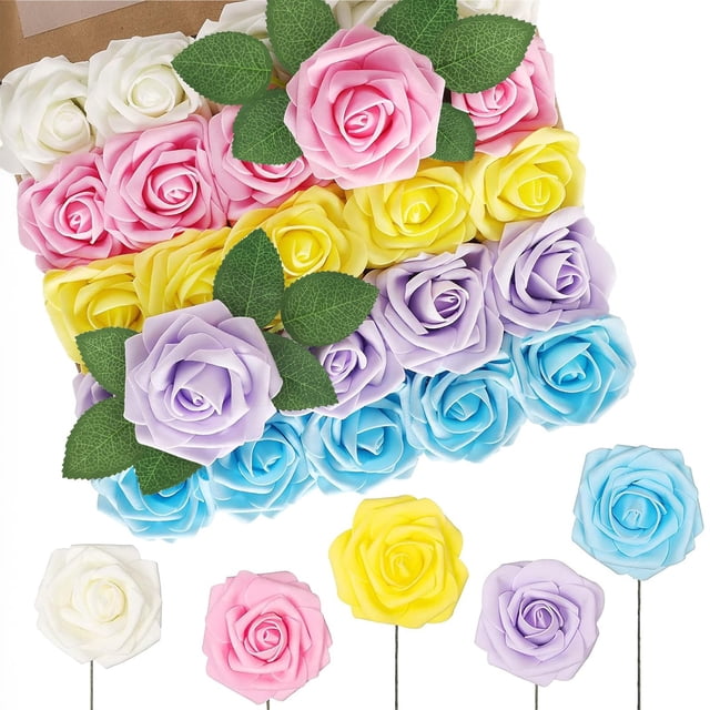 Flores artificiales N&T Nieting, 50 unidades, rosas mixtas de 18 cm