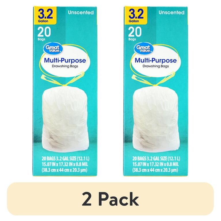 3.2-Gallon Drawstring Wastebasket Liners, Unscented, 40 Count photo 1