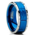 thumbnail image 1 of Men Tungsten Blue Wedding Band Hammered Ring Comfort-Fit 8MM Silvertone, 1 of 4