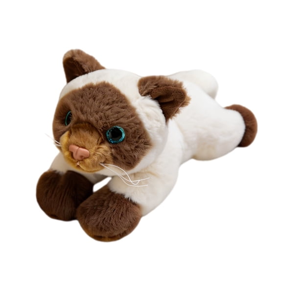 Fluffy Cat Stuffed Animal Cute Siamese Cat Plush Toys Reamy Cat Soft Dolls Huggable Plushie Presents