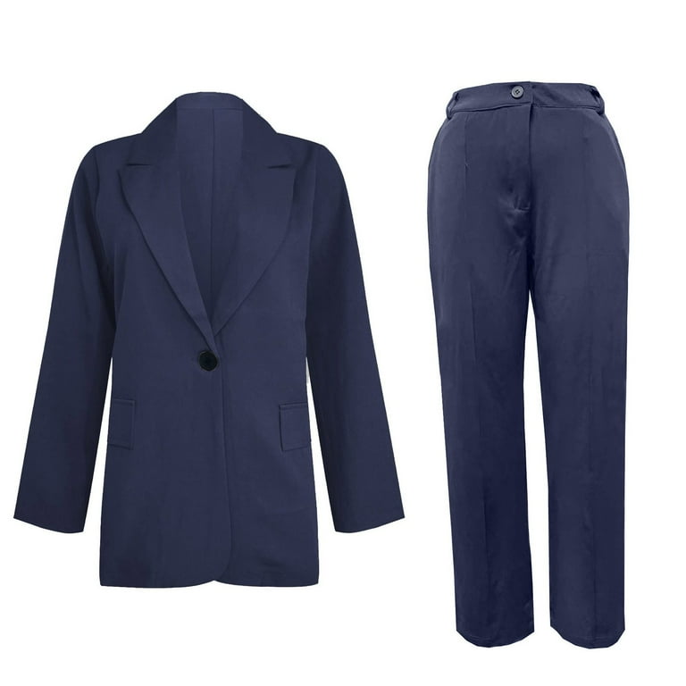 FAKKDUK Women's 2 Piece Business Suit Single Button Long FAKKDUK Women's 2 Piece Business Suit Single Button Long