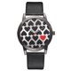 thumbnail image 1 of Reloj de pulsera de mujer con correa de PU de cuarzo con patrón de corazón con pantalla analógica de moda negro, 1 of 3