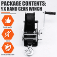 thumbnail image 4 of 3500LB/1600Kg Hand Gear Winch Heavy Duty Rope Crank with Webbing Manual Winch Dual Gear Tools for Truck and Trailers,1 x Hand Gear Winch, 4 of 8