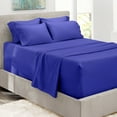 thumbnail image 3 of LammaLoe Extra Deep Pocket California King Sheets Set, 4 Piece, Fits 18"-24" Mattress, Breathable & Extra Soft Bed Sheets, Royal Blue, 3 of 9
